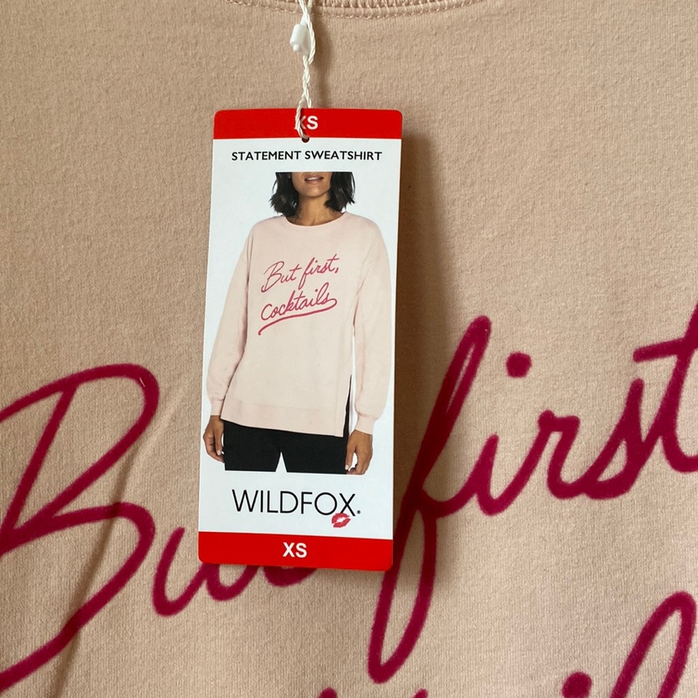 🎉HP👉NWT WILDFOX XS Statement crewneck Sweatshirt. “But first, Cocktails” - Picture 10 of 13